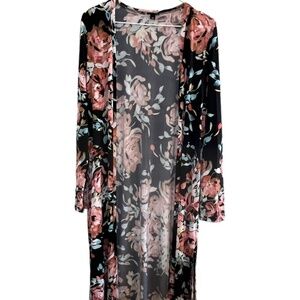 Torrid Sweater Women 10 Black Floral Boho Western Feminine Old Money Preppy Soft